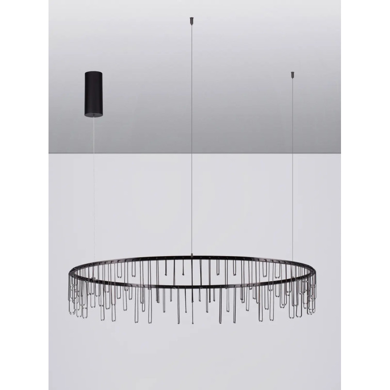 Lampa wisząca okrągła designerska Mars LED 3000K 100cm czarny chrom