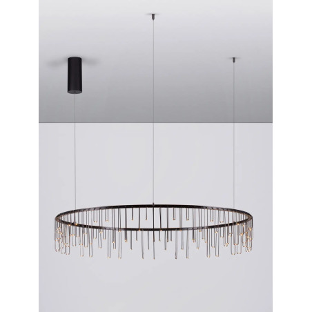 Lampa wisząca okrągła designerska Mars LED 3000K 100cm czarny chrom