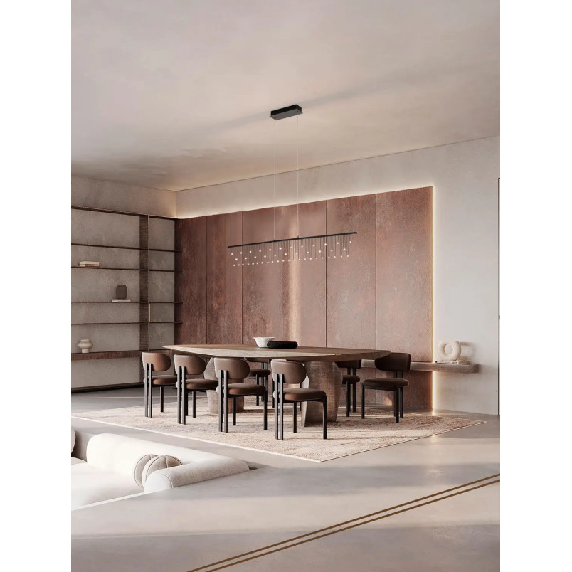 Lampa wisząca podłużna designerska Mars LED 3000K 120cm czarny chrom