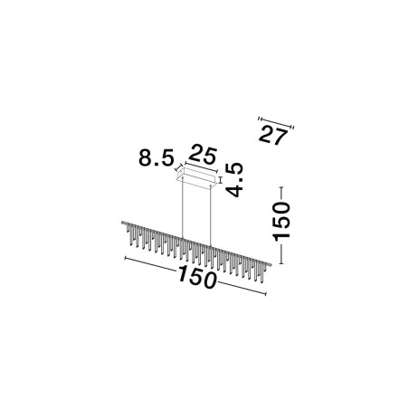 Lampa wisząca podłużna designerska Mars LED 3000K 120cm czarny chrom