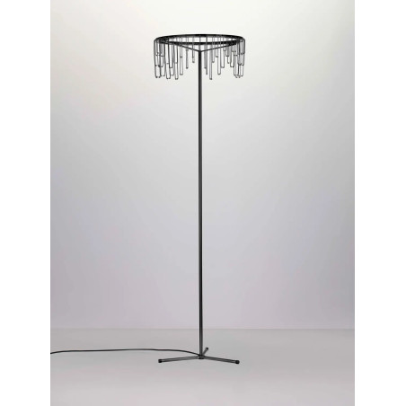 Lampa podłogowa metalowa designerska Mars LED 3000K 140cm czarny chrom