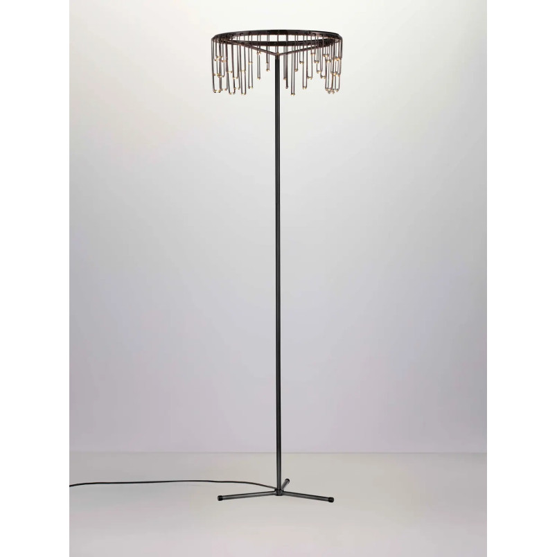 Lampa podłogowa metalowa designerska Mars LED 3000K 140cm czarny chrom