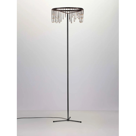 Lampa podłogowa metalowa designerska Mars LED 3000K 140cm czarny chrom