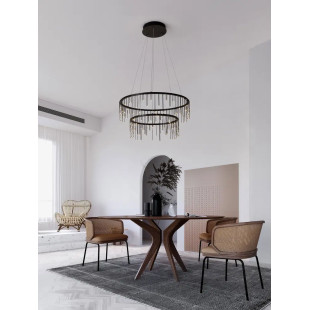 Lampa wisząca okrągła designerska Mars II LED 3000K 65cm czarny chrom