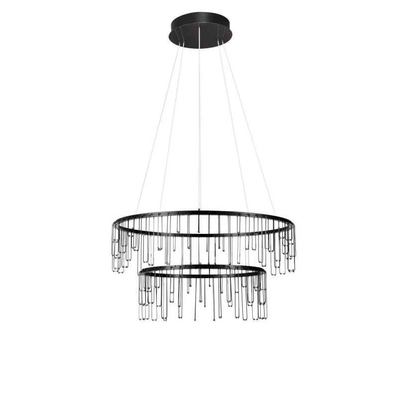 Lampa wisząca okrągła designerska Mars II LED 3000K 65cm czarny chrom