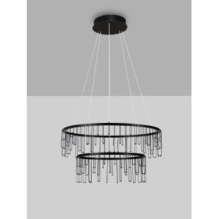 Lampa wisząca okrągła designerska Mars II LED 3000K 65cm czarny chrom