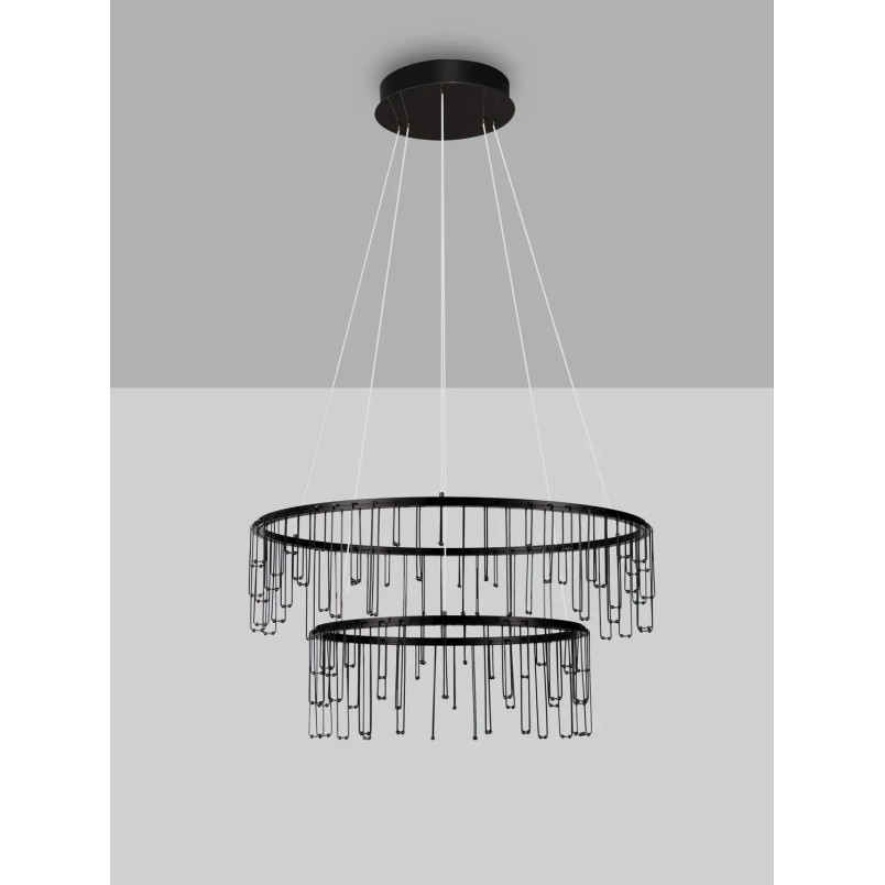 Lampa wisząca okrągła designerska Mars II LED 3000K 65cm czarny chrom