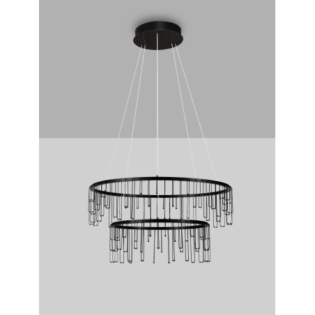 Lampa wisząca okrągła designerska Mars II LED 3000K 65cm czarny chrom