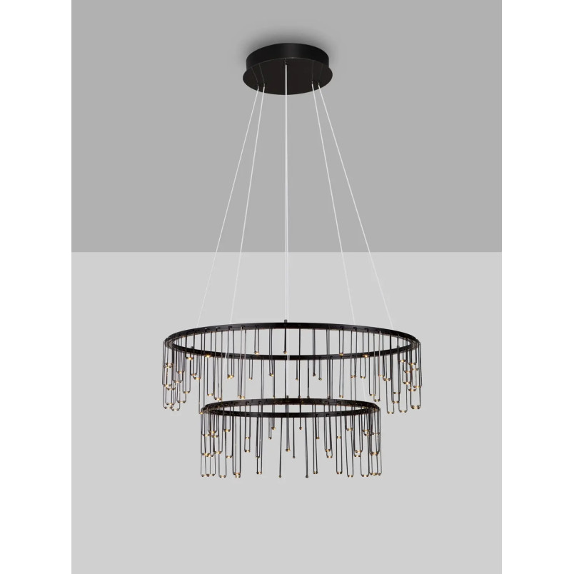 Lampa wisząca okrągła designerska Mars II LED 3000K 65cm czarny chrom