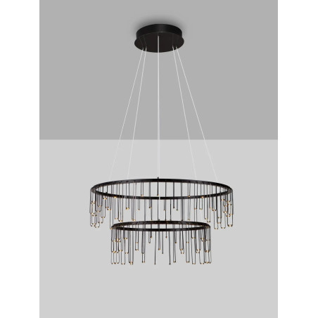Lampa wisząca okrągła designerska Mars II LED 3000K 65cm czarny chrom