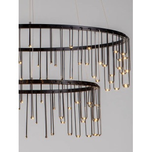 Lampa wisząca okrągła designerska Mars II LED 3000K 65cm czarny chrom