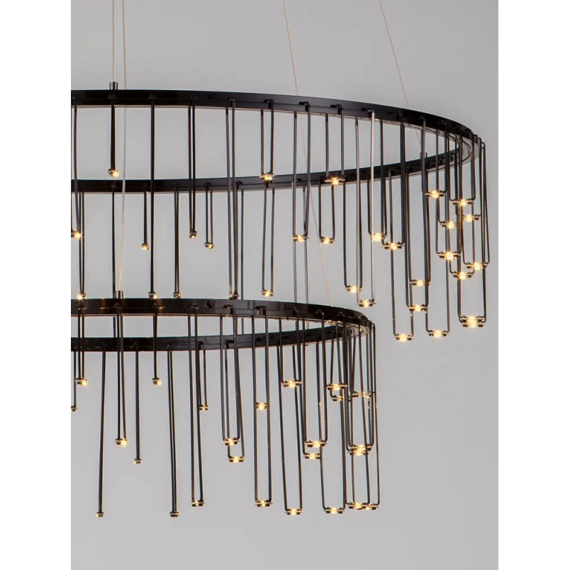Lampa wisząca okrągła designerska Mars II LED 3000K 65cm czarny chrom