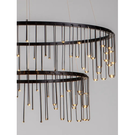 Lampa wisząca okrągła designerska Mars II LED 3000K 65cm czarny chrom