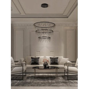 Lampa wisząca okrągła designerska Mars III LED 3000K 80cm czarny chrom