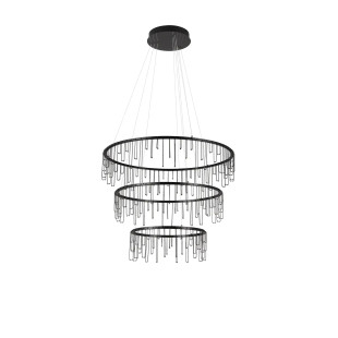 Lampa wisząca okrągła designerska Mars III LED 3000K 80cm czarny chrom