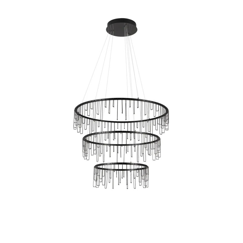 Lampa wisząca okrągła designerska Mars III LED 3000K 80cm czarny chrom