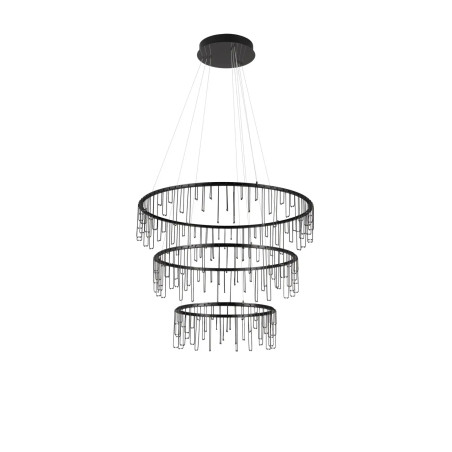 Lampa wisząca okrągła designerska Mars III LED 3000K 80cm czarny chrom