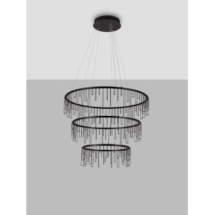 Lampa wisząca okrągła designerska Mars III LED 3000K 80cm czarny chrom