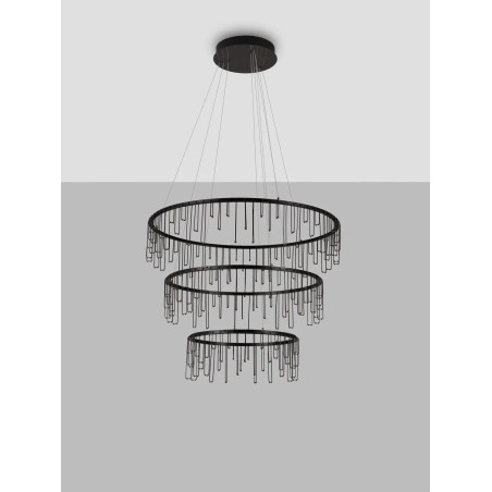 Lampa wisząca okrągła designerska Mars III LED 3000K 80cm czarny chrom