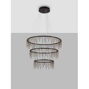 Lampa wisząca okrągła designerska Mars III LED 3000K 80cm czarny chrom