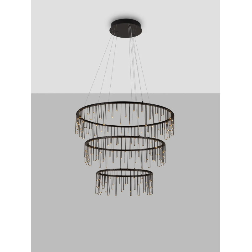 Lampa wisząca okrągła designerska Mars III LED 3000K 80cm czarny chrom