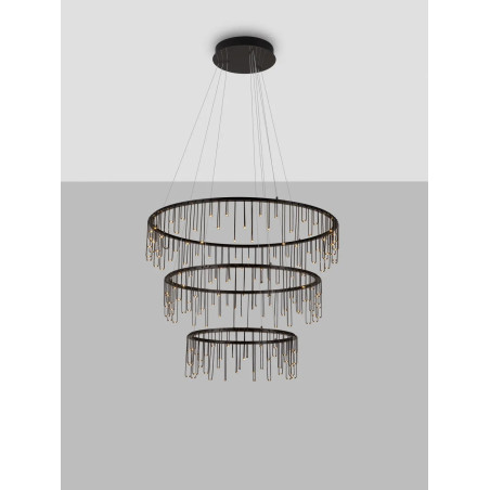 Lampa wisząca okrągła designerska Mars III LED 3000K 80cm czarny chrom
