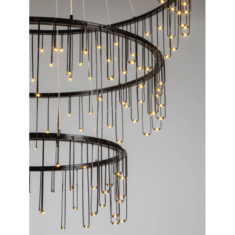Lampa wisząca okrągła designerska Mars III LED 3000K 80cm czarny chrom