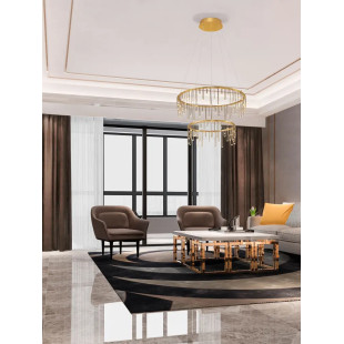 Lampa wisząca okrągła designerska Mars II LED 3000K 65cm złoty mosiądz