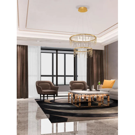 Lampa wisząca okrągła designerska Mars II LED 3000K 65cm złoty mosiądz