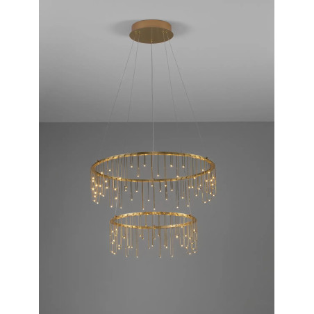 Lampa wisząca okrągła designerska Mars II LED 3000K 65cm złoty mosiądz