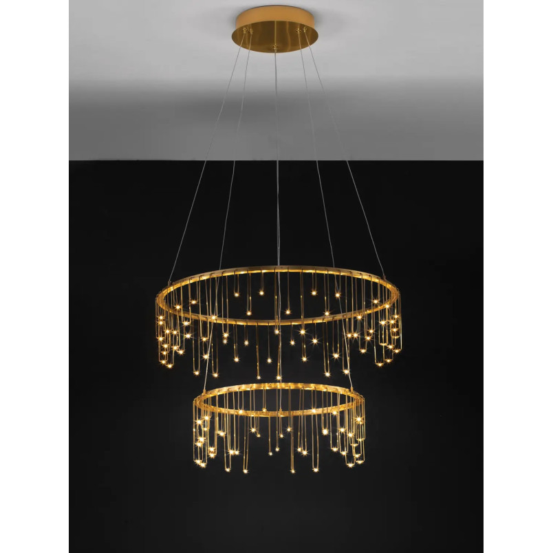 Lampa wisząca okrągła designerska Mars II LED 3000K 65cm złoty mosiądz