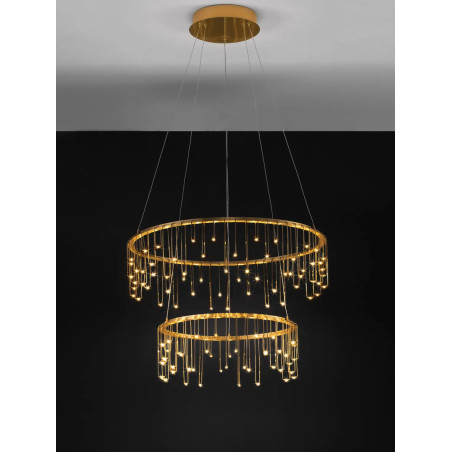 Lampa wisząca okrągła designerska Mars II LED 3000K 65cm złoty mosiądz