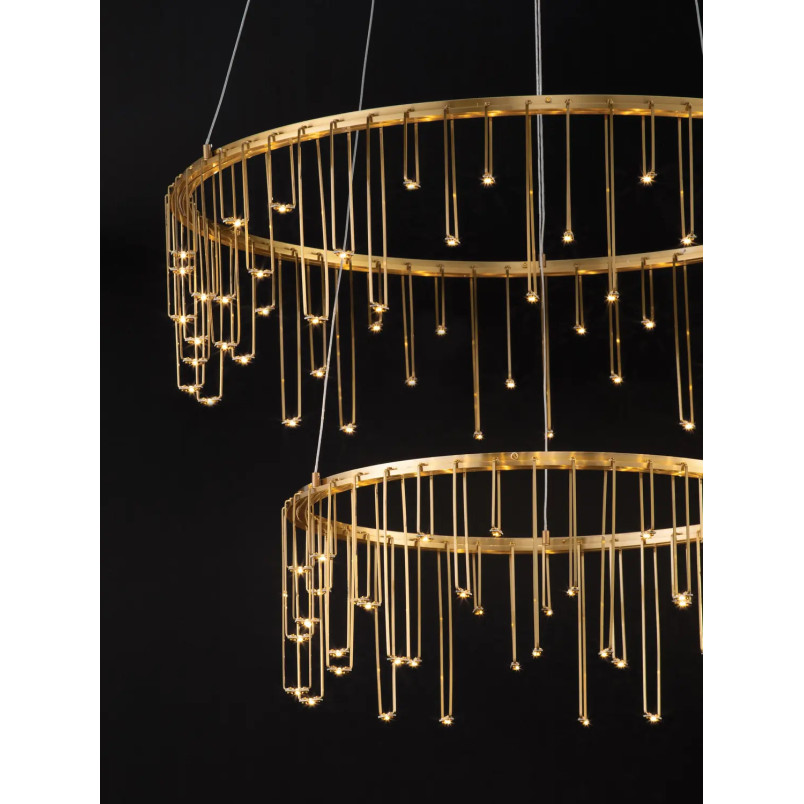 Lampa wisząca okrągła designerska Mars II LED 3000K 65cm złoty mosiądz