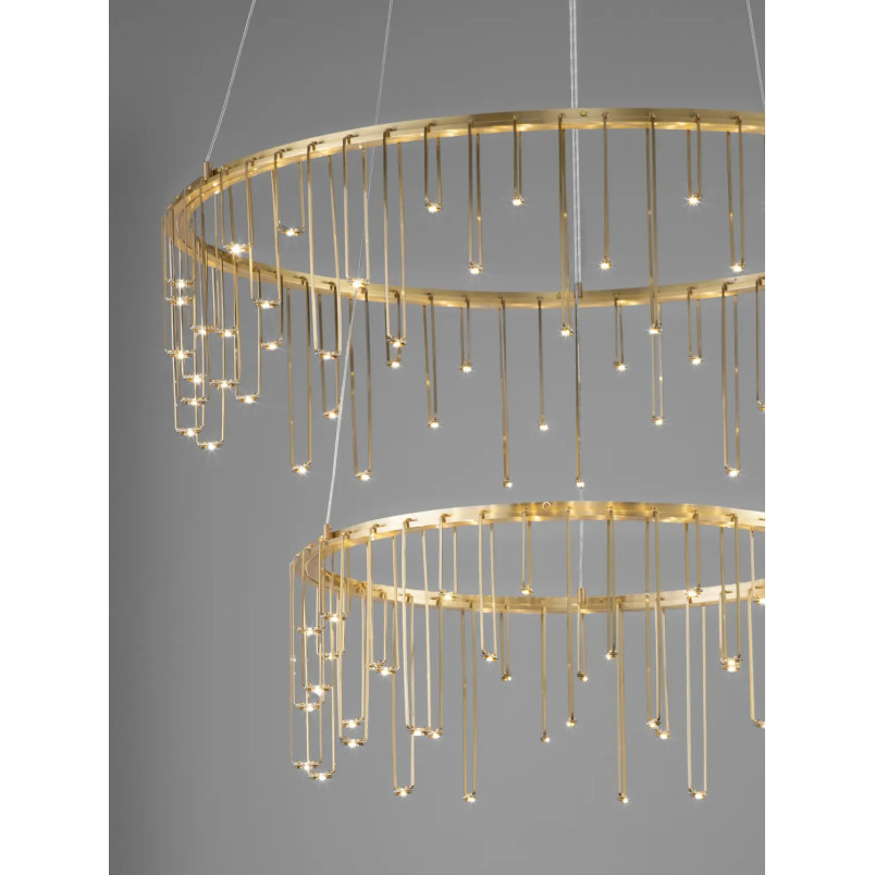 Lampa wisząca okrągła designerska Mars II LED 3000K 65cm złoty mosiądz