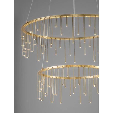 Lampa wisząca okrągła designerska Mars II LED 3000K 65cm złoty mosiądz
