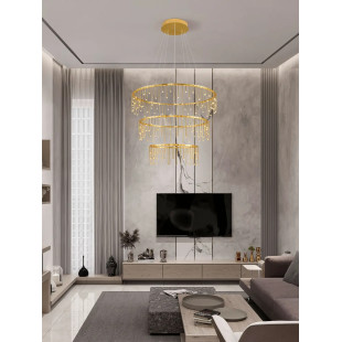 Lampa wisząca okrągła designerska Mars III LED 3000K 80cm złoty mosiądz
