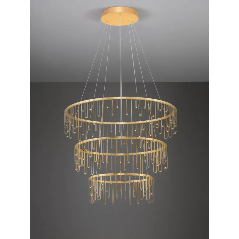 Lampa wisząca okrągła designerska Mars III LED 3000K 80cm złoty mosiądz