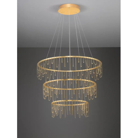 Lampa wisząca okrągła designerska Mars III LED 3000K 80cm złoty mosiądz
