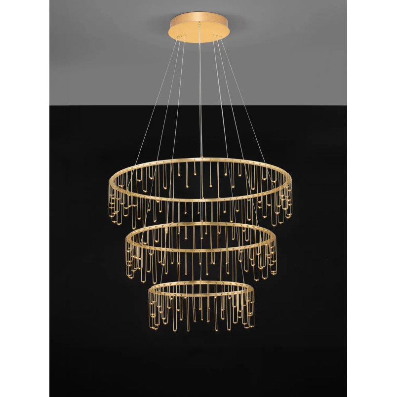 Lampa wisząca okrągła designerska Mars III LED 3000K 80cm złoty mosiądz