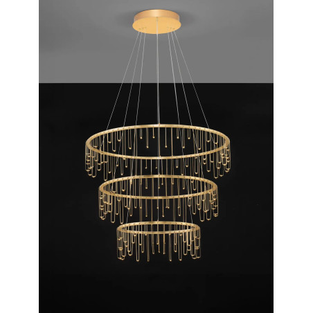 Lampa wisząca okrągła designerska Mars III LED 3000K 80cm złoty mosiądz