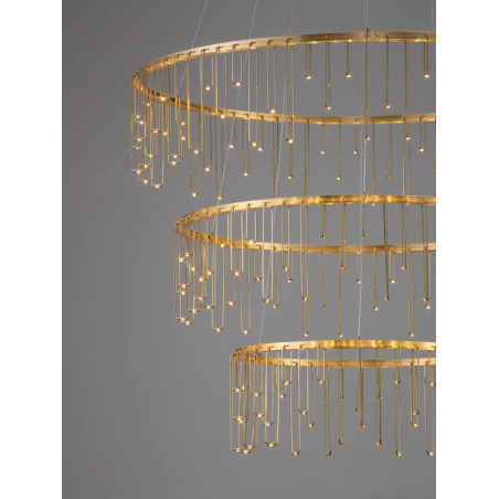 Lampa wisząca okrągła designerska Mars III LED 3000K 80cm złoty mosiądz