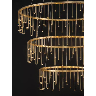 Lampa wisząca okrągła designerska Mars III LED 3000K 80cm złoty mosiądz