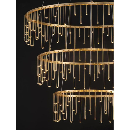Lampa wisząca okrągła designerska Mars III LED 3000K 80cm złoty mosiądz