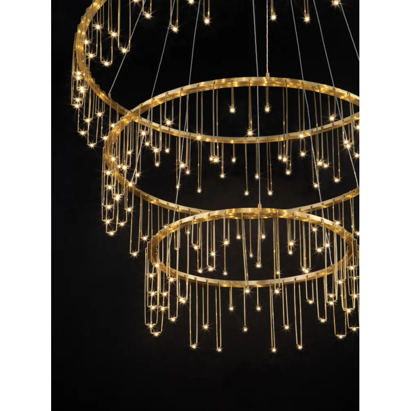 Lampa wisząca okrągła designerska Mars III LED 3000K 80cm złoty mosiądz