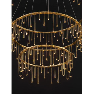Lampa wisząca okrągła designerska Mars III LED 3000K 80cm złoty mosiądz