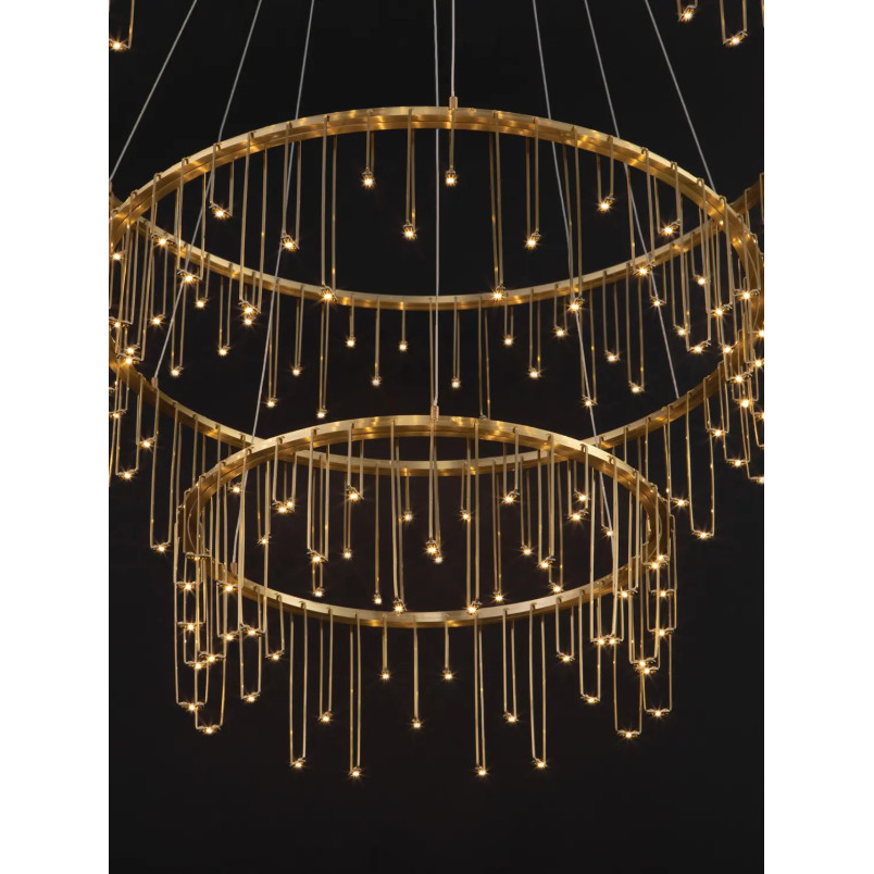 Lampa wisząca okrągła designerska Mars III LED 3000K 80cm złoty mosiądz