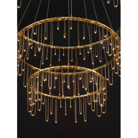 Lampa wisząca okrągła designerska Mars III LED 3000K 80cm złoty mosiądz