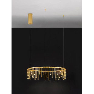 Lampa wisząca okrągła designerska Mars LED 3000K 65cm złoty mosiądz