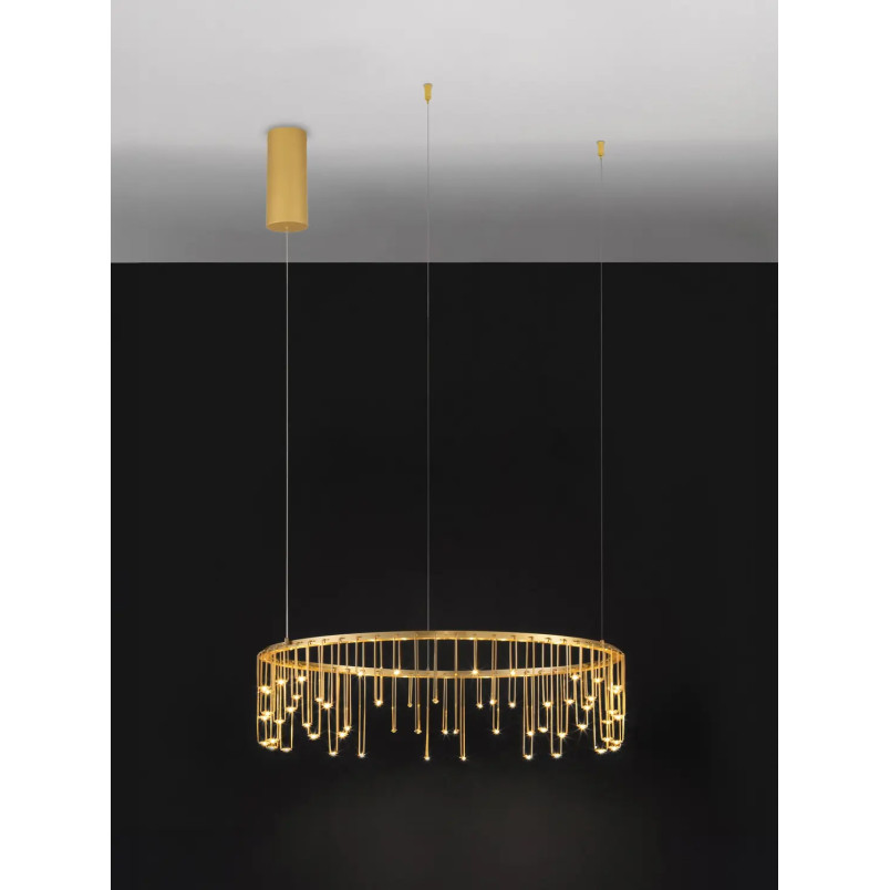 Lampa wisząca okrągła designerska Mars LED 3000K 65cm złoty mosiądz