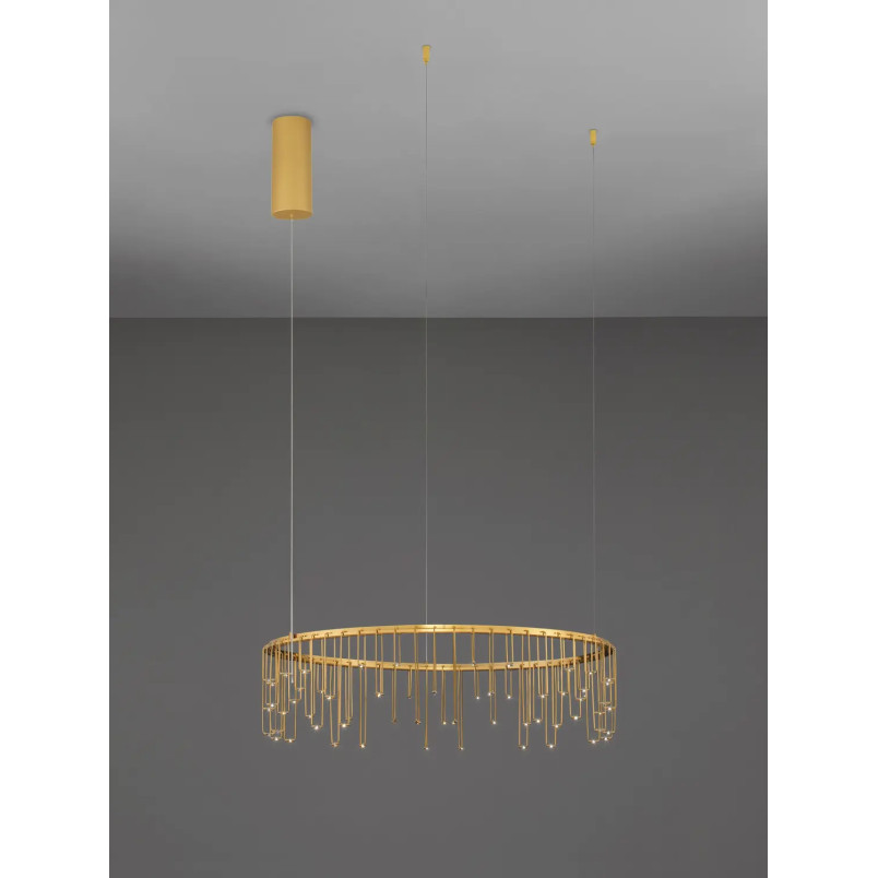 Lampa wisząca okrągła designerska Mars LED 3000K 65cm złoty mosiądz